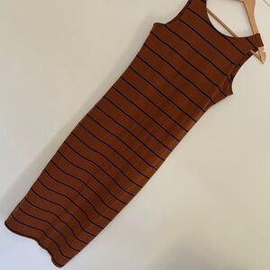 Striped Brown Sleeveless Dress